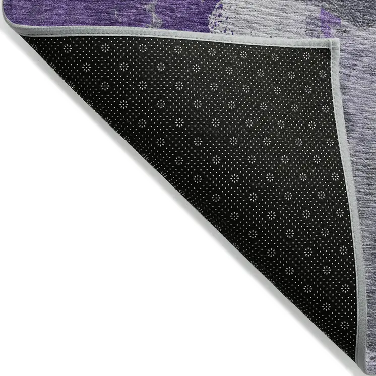 3' X 5' Purple Lilac And Eggplant Abstract Washable Indoor Outdoor Area Rug