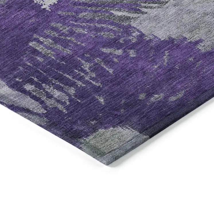 3' X 5' Purple Lilac And Eggplant Abstract Washable Indoor Outdoor Area Rug