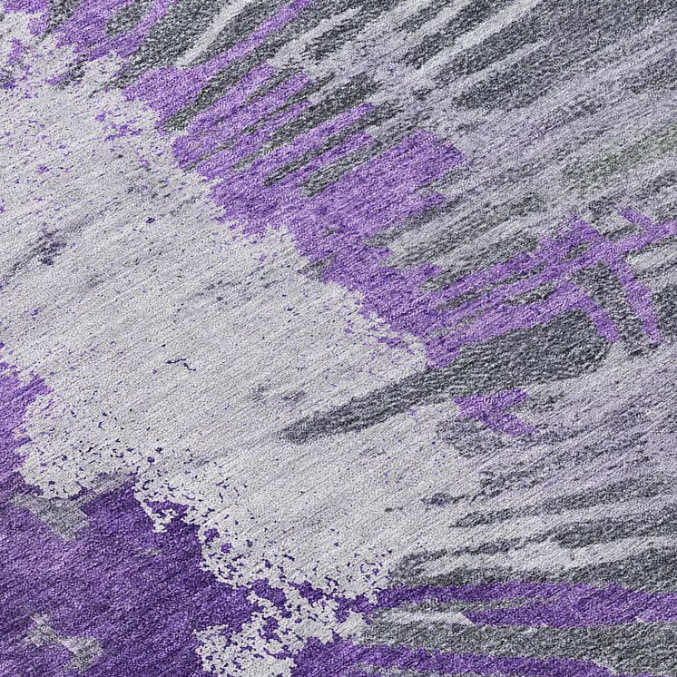 8' Purple Lilac And Eggplant Round Abstract Washable Indoor Outdoor Area Rug