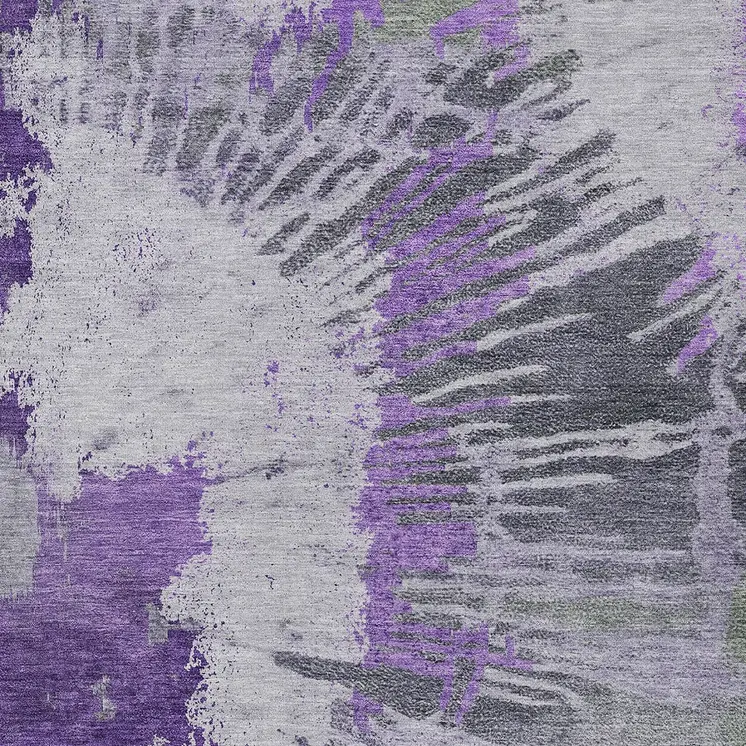 9' X 12' Purple Lilac And Eggplant Abstract Washable Indoor Outdoor Area Rug