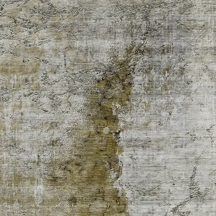 3' X 5' Brown Gray And Silver Abstract Washable Indoor Outdoor Area Rug