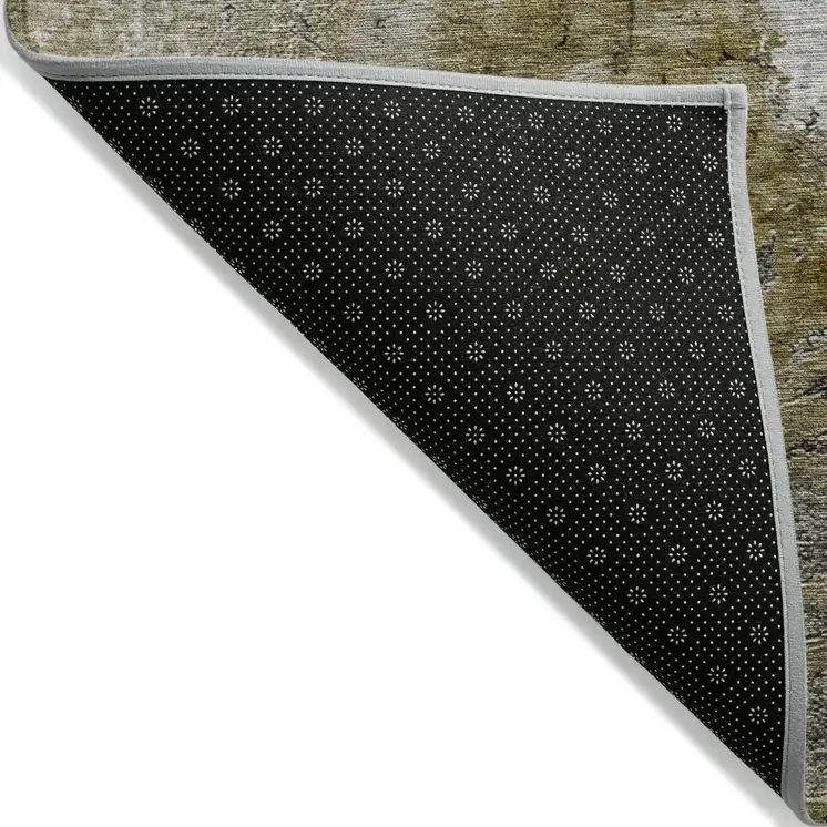 8' X 10' Brown Gray And Silver Abstract Washable Indoor Outdoor Area Rug