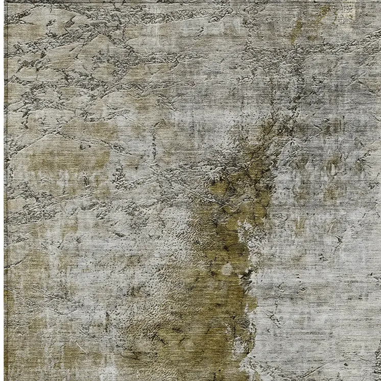 8' X 10' Brown Gray And Silver Abstract Washable Indoor Outdoor Area Rug