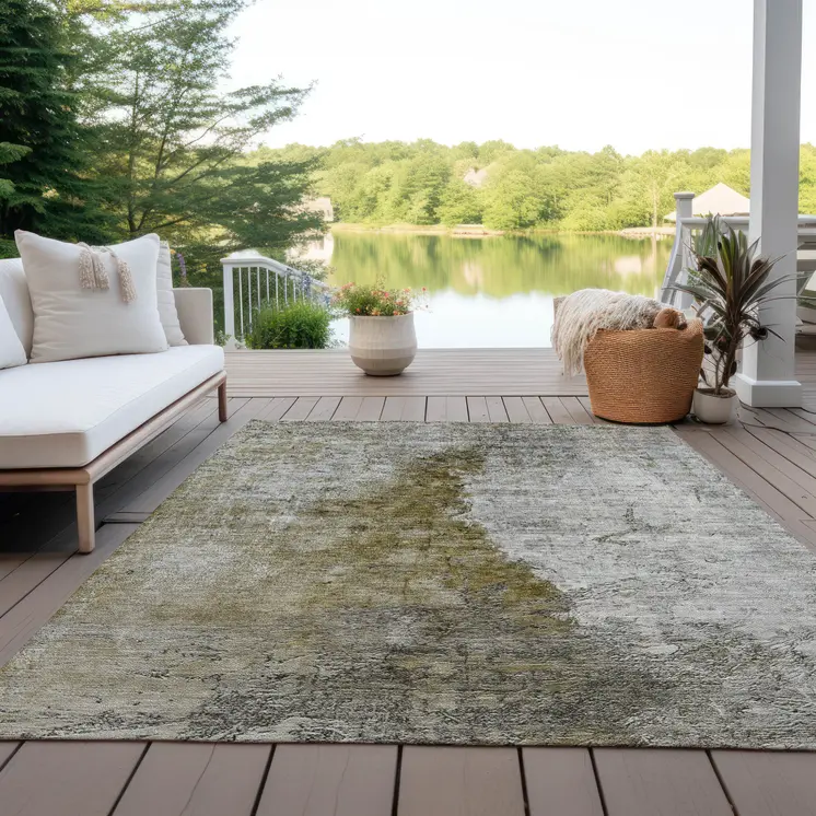 10' X 14' Brown Gray And Silver Abstract Washable Indoor Outdoor Area Rug