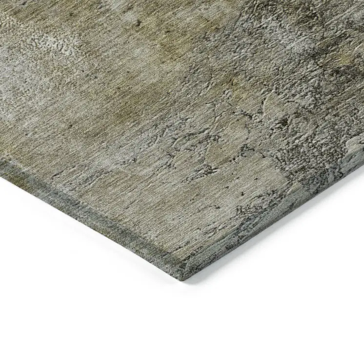 10' X 14' Brown Gray And Silver Abstract Washable Indoor Outdoor Area Rug