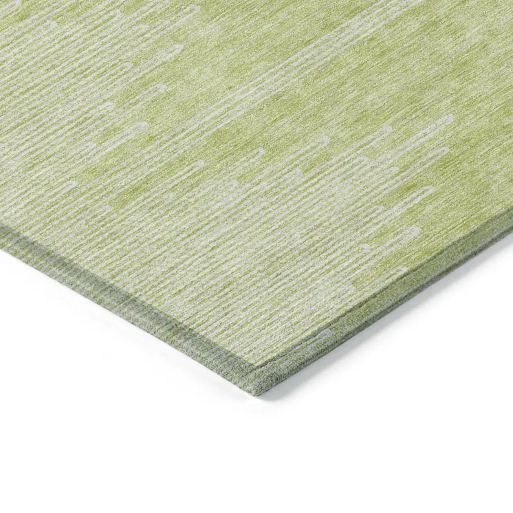 3' X 5' Artichoke Green And Ivory Abstract Washable Indoor Outdoor Area Rug