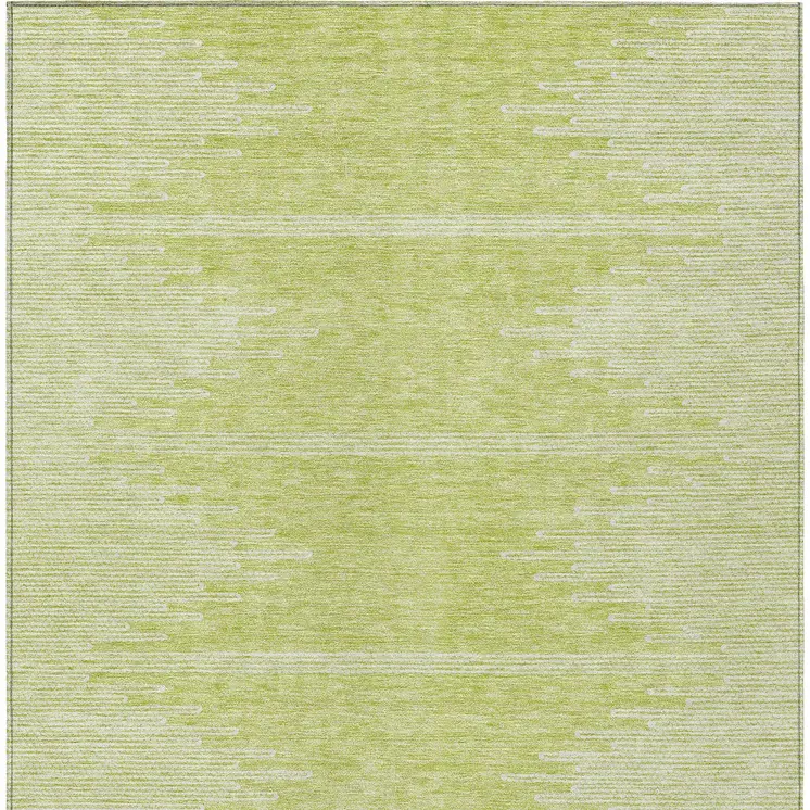 3' X 5' Artichoke Green And Ivory Abstract Washable Indoor Outdoor Area Rug