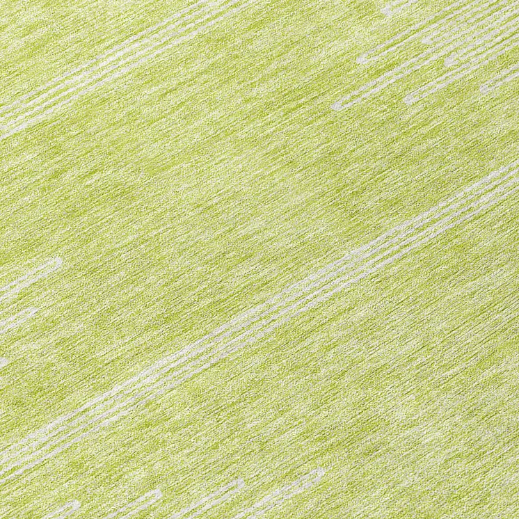 8' Artichoke Green And Ivory Round Abstract Washable Indoor Outdoor Area Rug