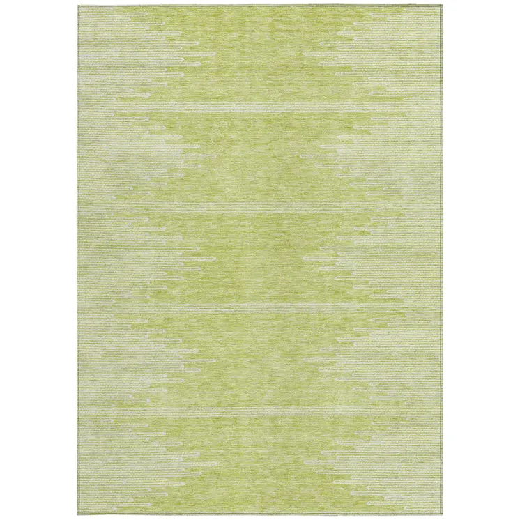 10' X 14' Artichoke Green And Ivory Abstract Washable Indoor Outdoor Area Rug