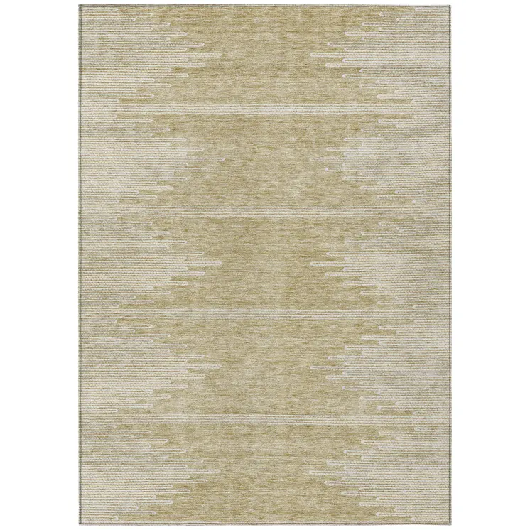 8' X 10' Beige And Ivory Abstract Washable Indoor Outdoor Area Rug