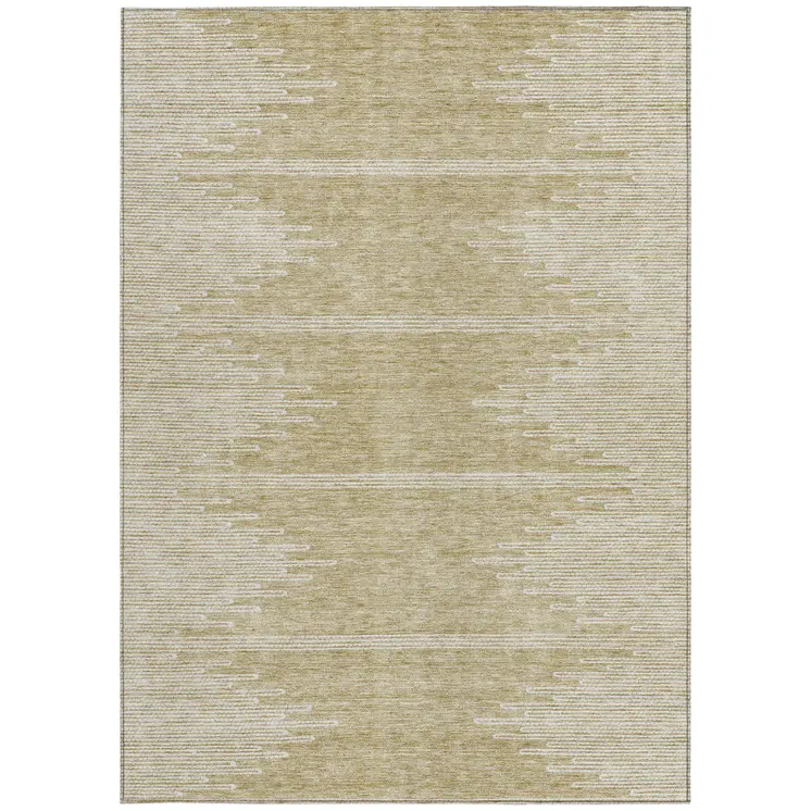 10' X 14' Beige And Ivory Abstract Washable Indoor Outdoor Area Rug