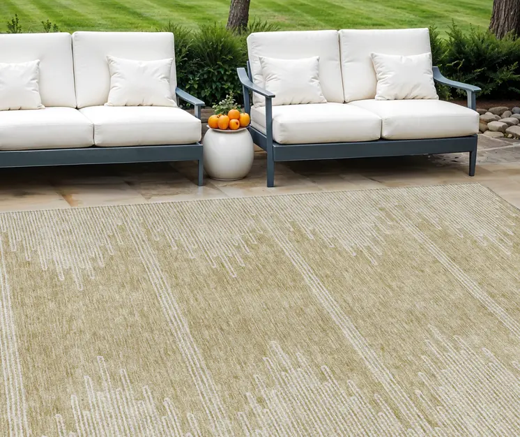 10' X 14' Beige And Ivory Abstract Washable Indoor Outdoor Area Rug