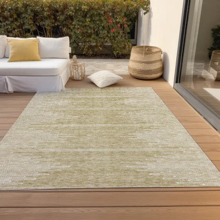 10' X 14' Beige And Ivory Abstract Washable Indoor Outdoor Area Rug