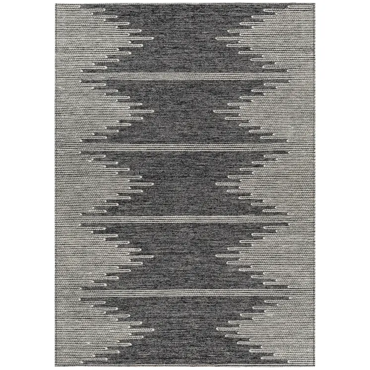3' X 5' Charcoal And Ivory Abstract Washable Indoor Outdoor Area Rug