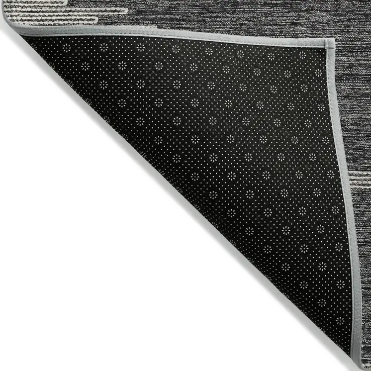 10' X 14' Charcoal And Ivory Abstract Washable Indoor Outdoor Area Rug