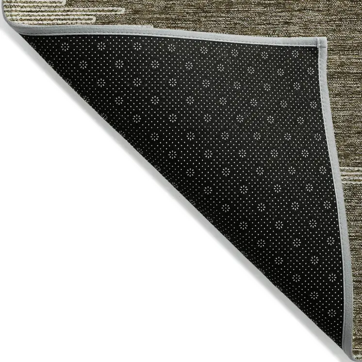 5' X 8' Coffee And Ivory Abstract Washable Indoor Outdoor Area Rug