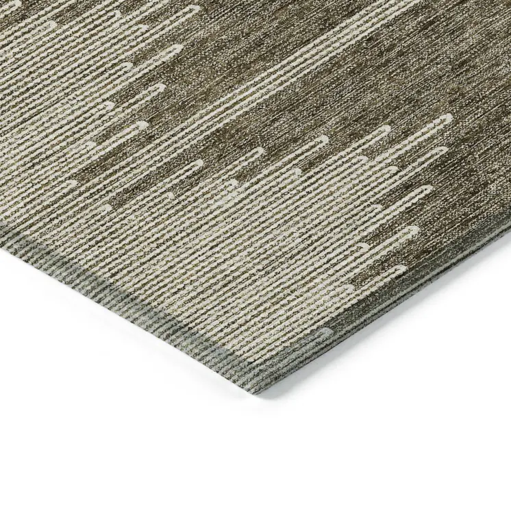 5' X 8' Coffee And Ivory Abstract Washable Indoor Outdoor Area Rug