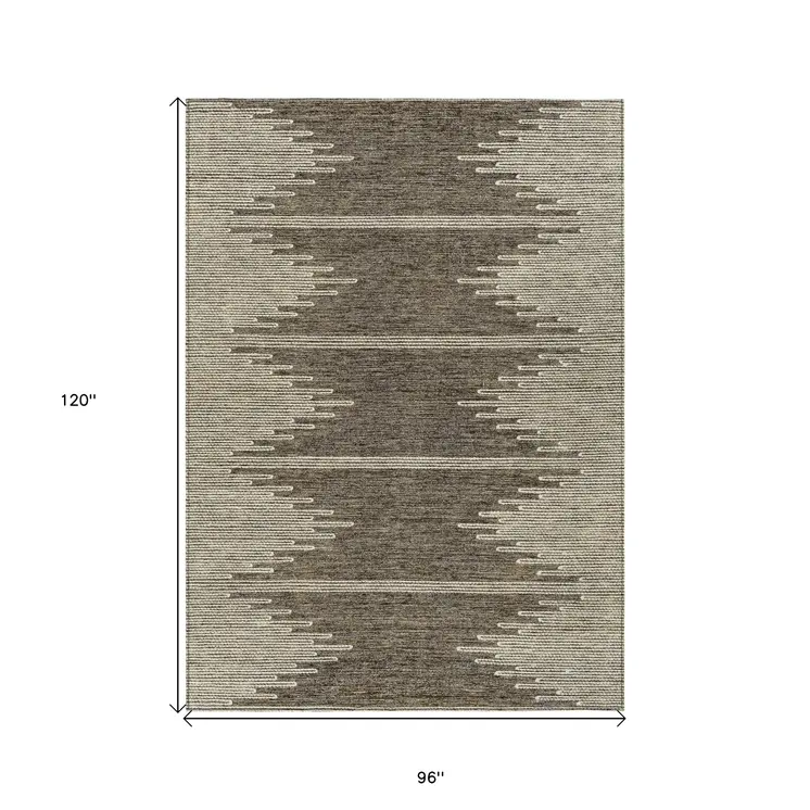 8' X 10' Coffee And Ivory Abstract Washable Indoor Outdoor Area Rug