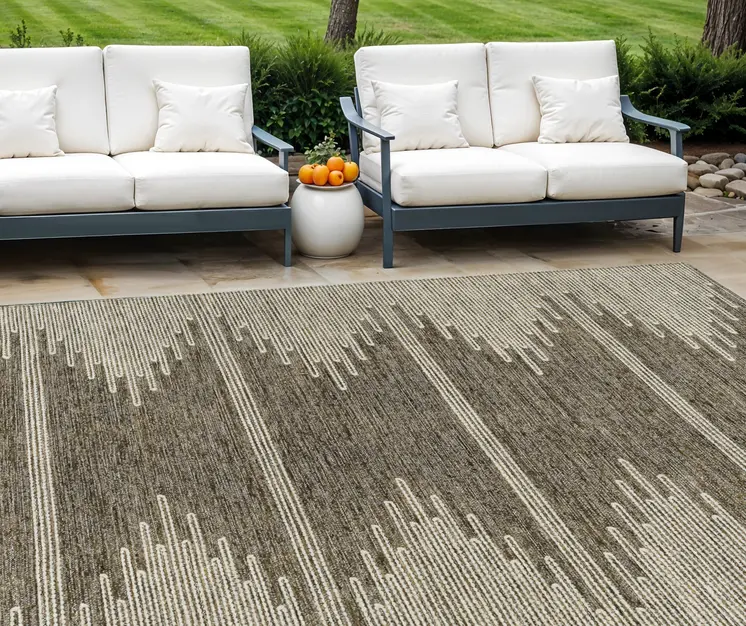10' X 14' Coffee And Ivory Abstract Washable Indoor Outdoor Area Rug