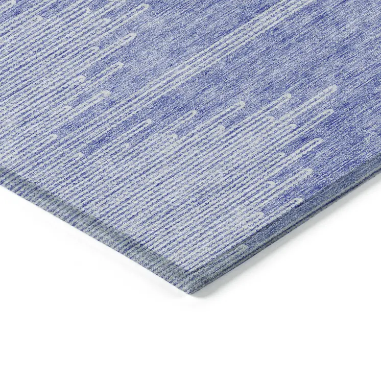 5' X 8' Denim Blue And Ivory Abstract Washable Indoor Outdoor Area Rug