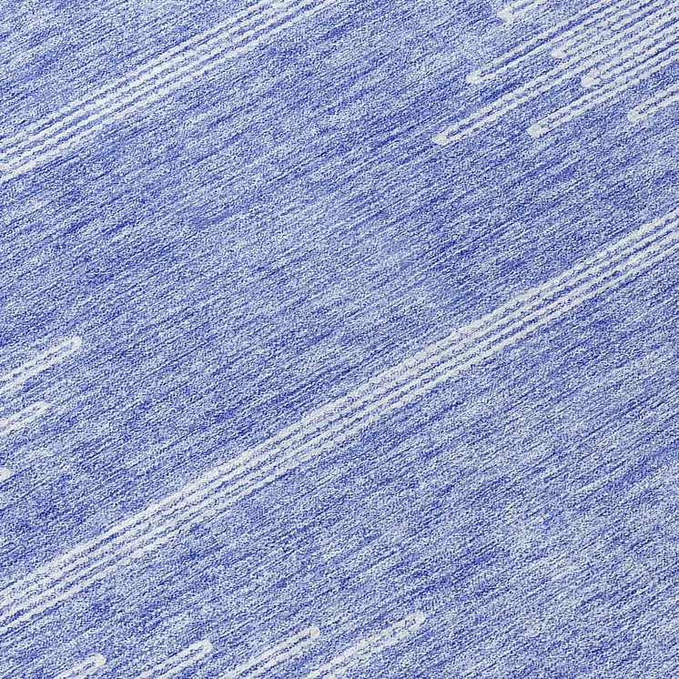 8' Denim Blue And Ivory Round Abstract Washable Indoor Outdoor Area Rug