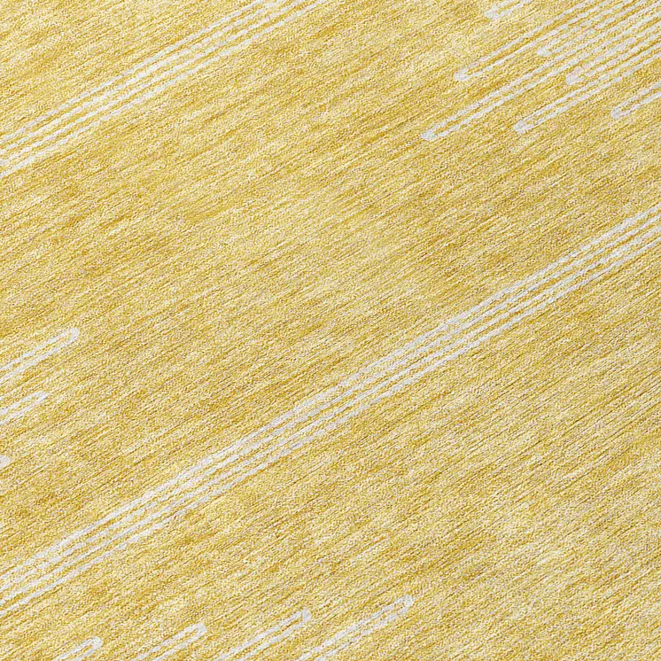 8' Gold And Ivory Round Abstract Washable Indoor Outdoor Area Rug