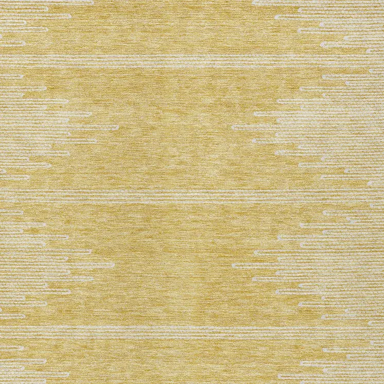 9' X 12' Gold And Ivory Abstract Washable Indoor Outdoor Area Rug