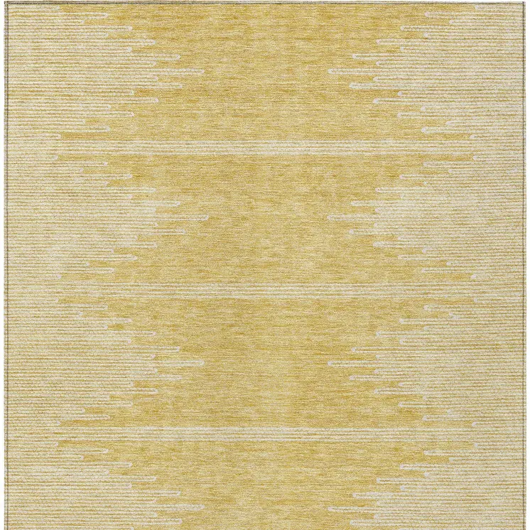 10' X 14' Gold And Ivory Abstract Washable Indoor Outdoor Area Rug