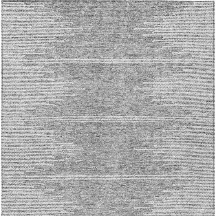 5' X 8' Gray And Ivory Abstract Washable Indoor Outdoor Area Rug