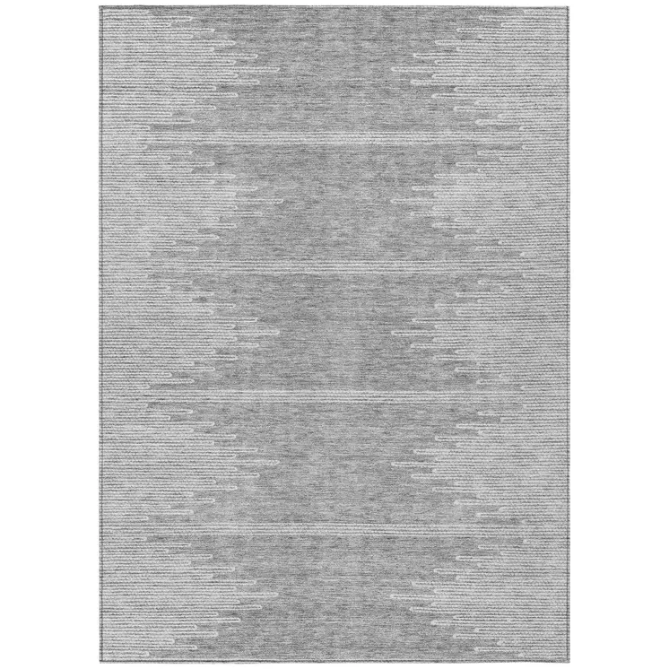 5' X 8' Gray And Ivory Abstract Washable Indoor Outdoor Area Rug