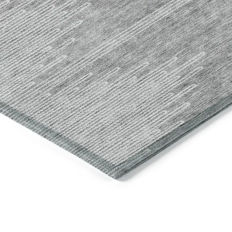 5' X 8' Gray And Ivory Abstract Washable Indoor Outdoor Area Rug