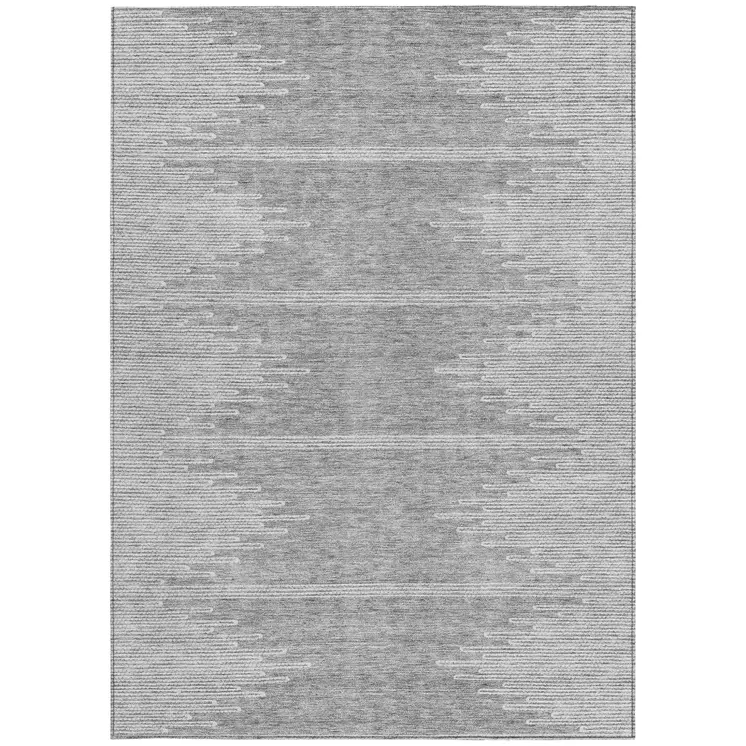 9' X 12' Gray And Ivory Abstract Washable Indoor Outdoor Area Rug