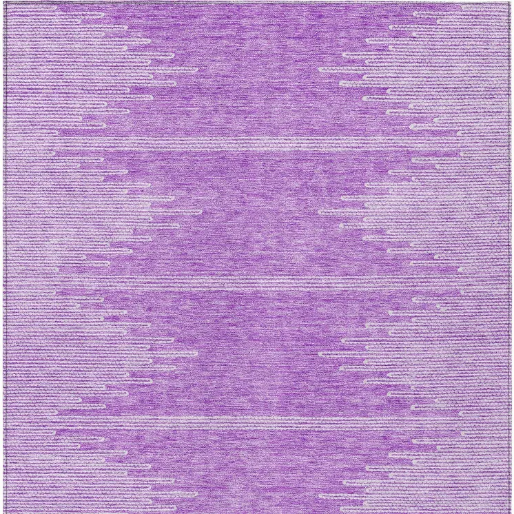 3' X 5' Lavender And Ivory Abstract Washable Indoor Outdoor Area Rug
