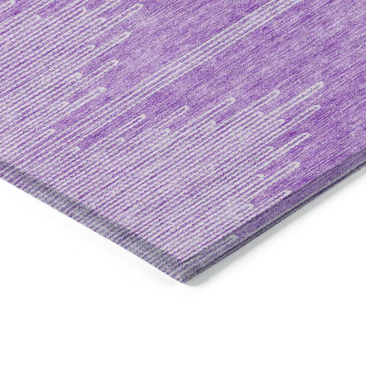 3' X 5' Lavender And Ivory Abstract Washable Indoor Outdoor Area Rug