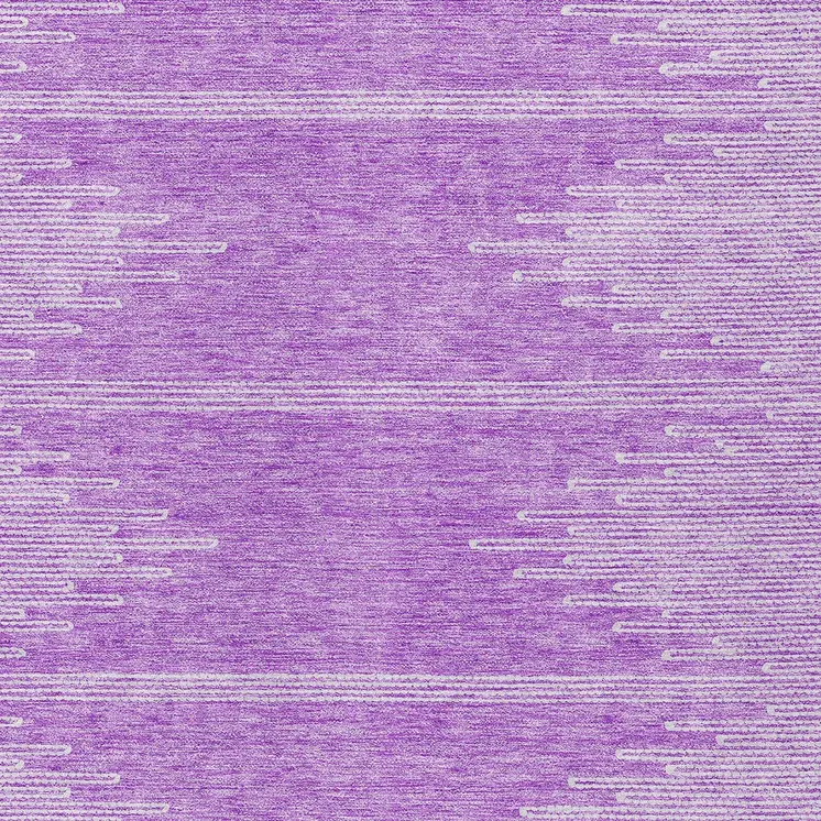 9' X 12' Lavender And Ivory Abstract Washable Indoor Outdoor Area Rug