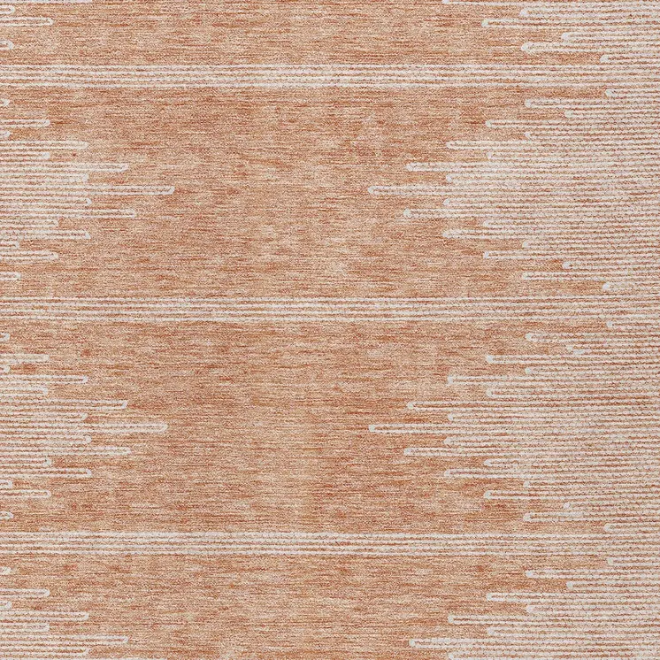 3' X 5' Salmon And Ivory Abstract Washable Indoor Outdoor Area Rug