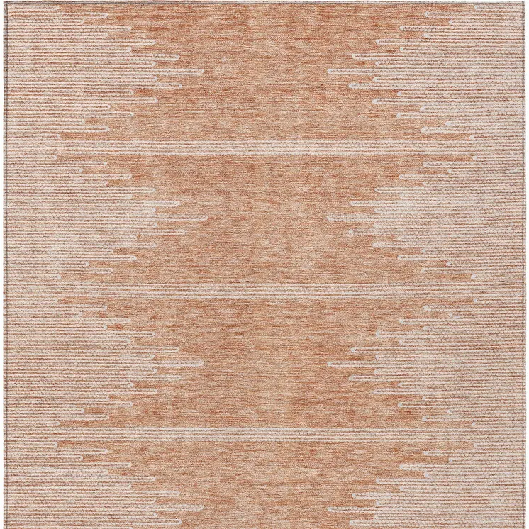 5' X 8' Salmon And Ivory Abstract Washable Indoor Outdoor Area Rug