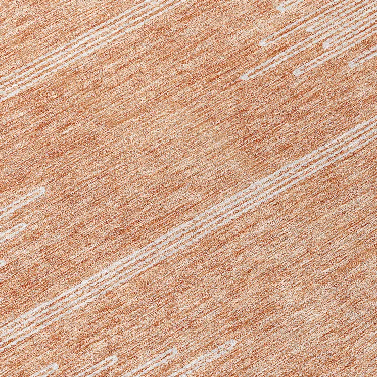 8' Salmon And Ivory Round Abstract Washable Indoor Outdoor Area Rug