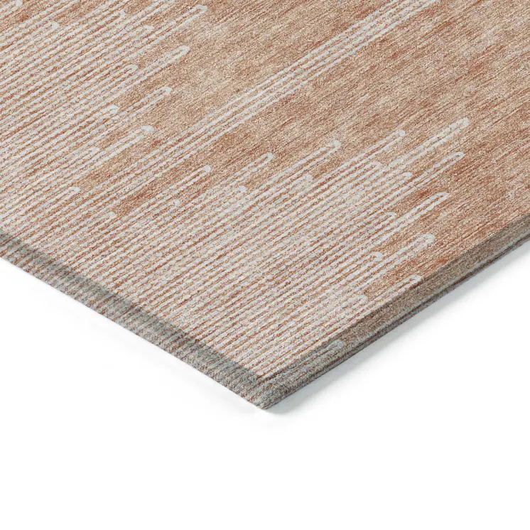 10' X 14' Salmon And Ivory Abstract Washable Indoor Outdoor Area Rug
