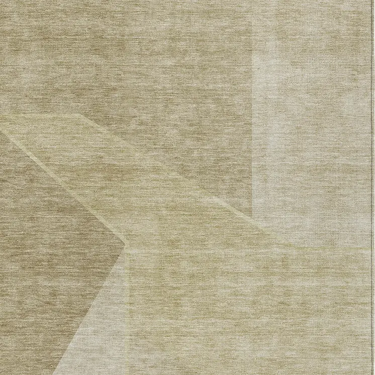 3' X 5' Beige Tan And Ivory Geometric Washable Indoor Outdoor Area Rug