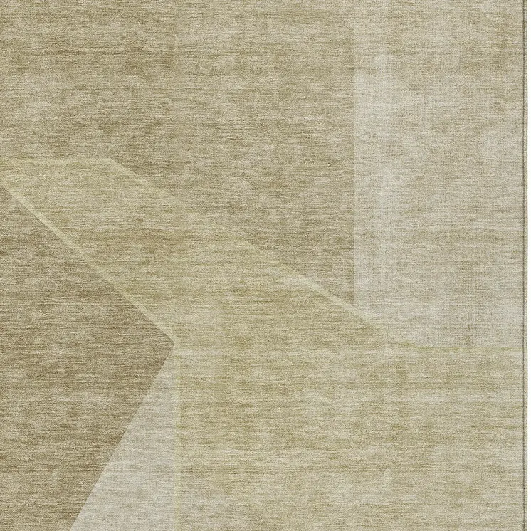 5' X 8' Beige Tan And Ivory Geometric Washable Indoor Outdoor Area Rug
