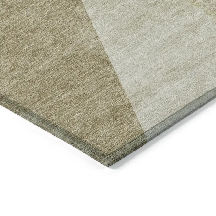 8' X 10' Beige Tan And Ivory Geometric Washable Indoor Outdoor Area Rug