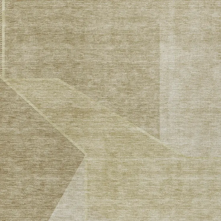 8' X 10' Beige Tan And Ivory Geometric Washable Indoor Outdoor Area Rug
