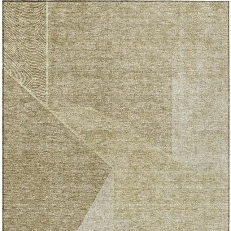 10' X 14' Beige Tan And Ivory Geometric Washable Indoor Outdoor Area Rug