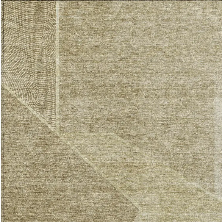 10' X 14' Beige Tan And Ivory Geometric Washable Indoor Outdoor Area Rug