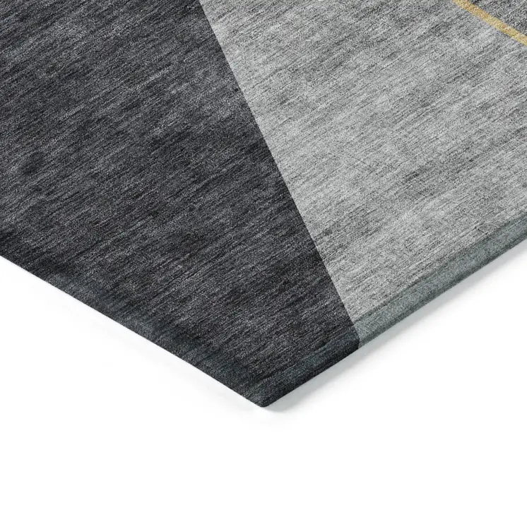 3' X 5' Charcoal Taupe And Gray Geometric Washable Indoor Outdoor Area Rug