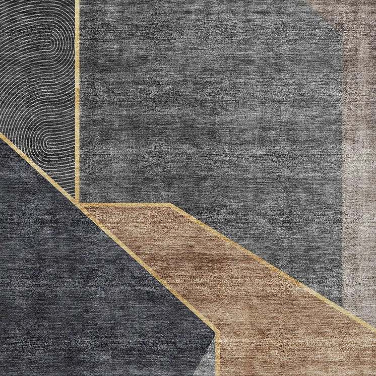 8' X 10' Charcoal Taupe And Gray Geometric Washable Indoor Outdoor Area Rug