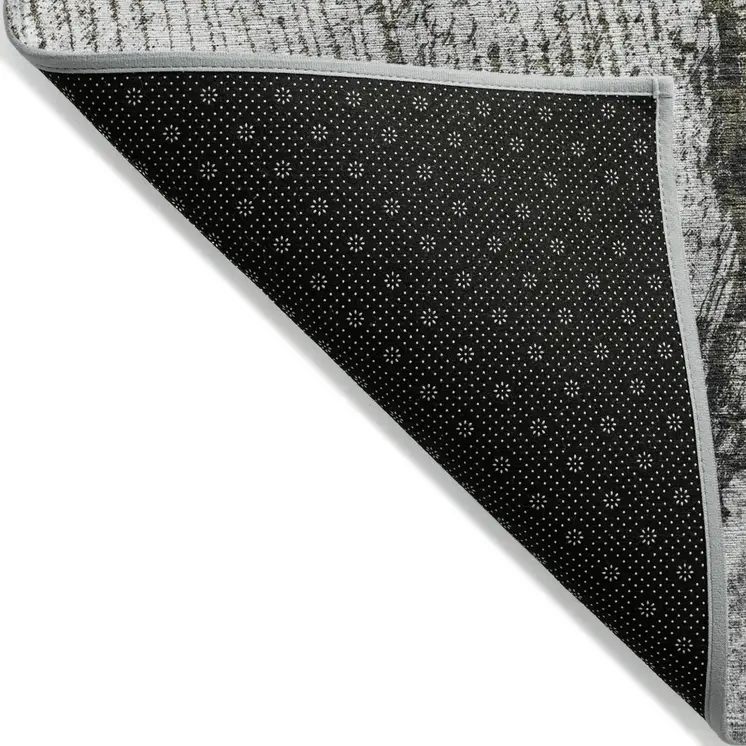 5' X 8' Gray Taupe And Silver Abstract Washable Indoor Outdoor Area Rug