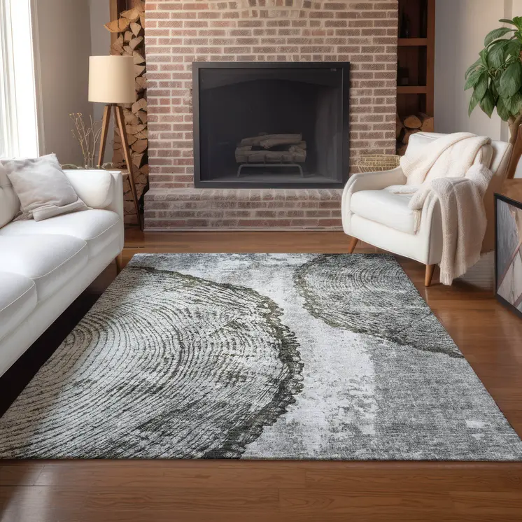 10' X 14' Gray Taupe And Silver Abstract Washable Indoor Outdoor Area Rug