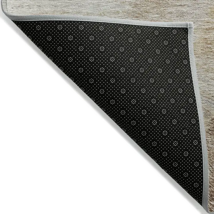 3' X 5' Brown Beige And Taupe Abstract Washable Indoor Outdoor Area Rug